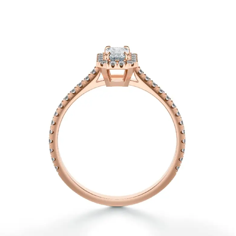 Pierścionek diament szlif szmaragdowy różowe złoto SBPZ_059